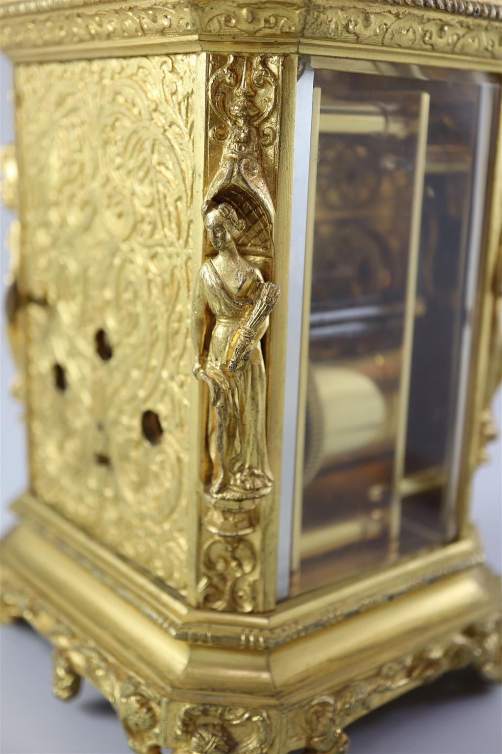 Jules of Paris. A 19th century French ormolu hour repeating carriage clock, width 4.75in. height 7in.